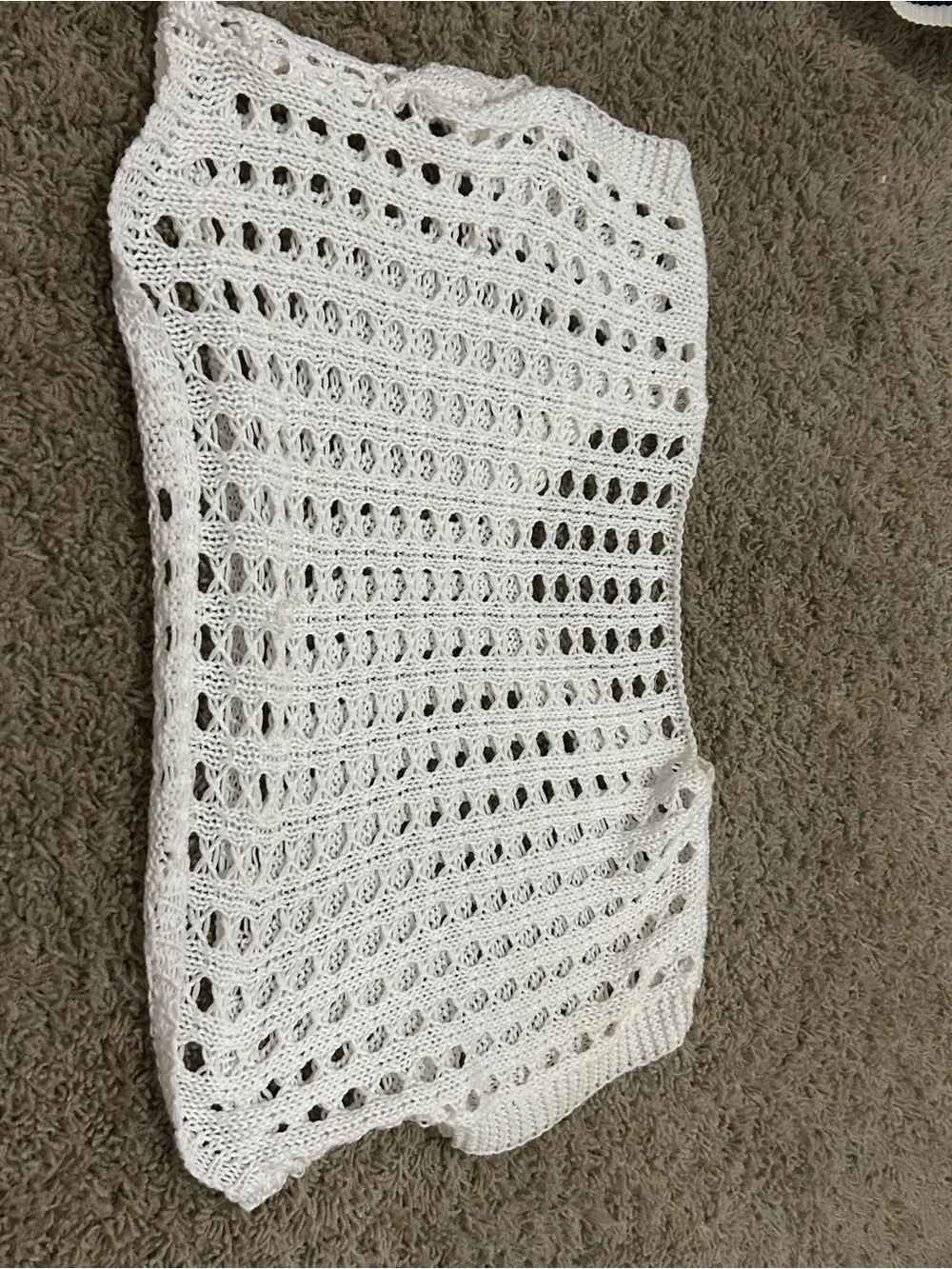SHEIN White Crochet Swim Coverup Top